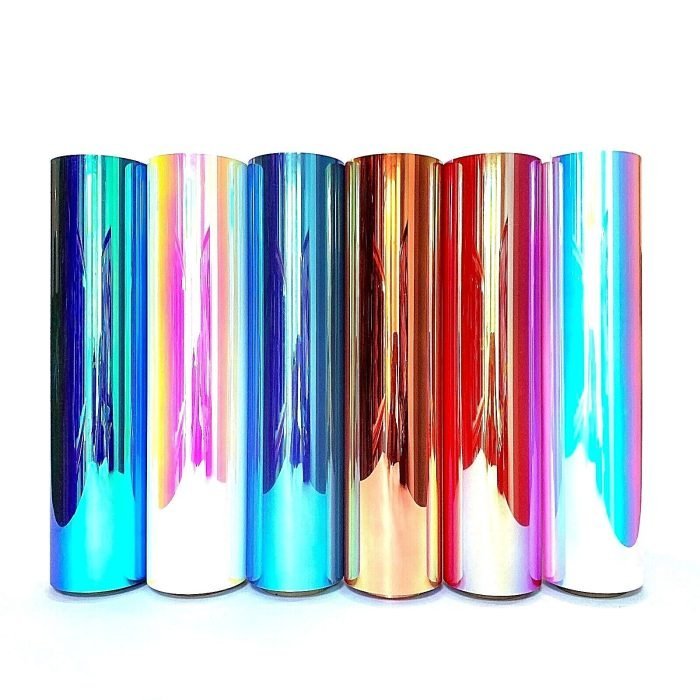Holographic Permanent Vinyl HTV 6 Premium Permanent Vinyl Holographic  Sheets Heat Transfer Holographic HTV Craft Foil Iridescent Opal Vinyl  Sheets Without Roll in Gold Silver Chrome and Blue